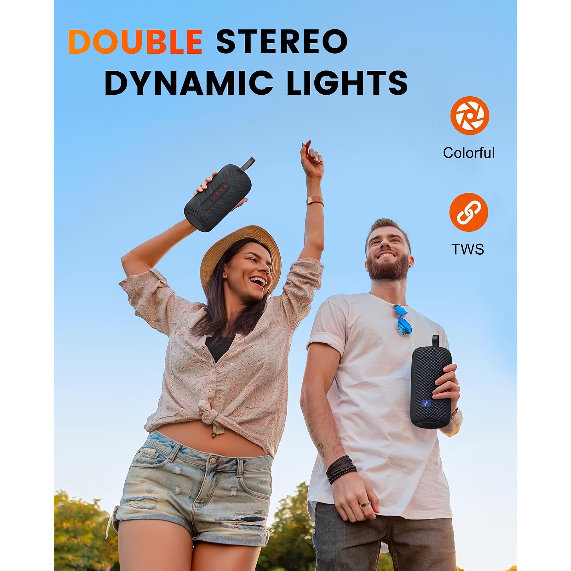 F22 RGB LED Wireless Speaker, Portable Blueooth Speaker with TWS, IPX5 Waterproof, LED Lights, TF Card Slot for Home, Travel, Parties, Beach (Black) F22 RGB LED Wireless Speaker, Portable Blueooth Speaker with TWS, IPX5 Waterproof, LED Lights, TF Card Slot for Home, Travel, Parties, Beach (Black)